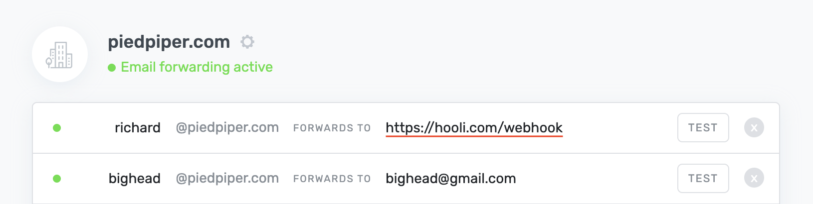webhook configuration interface